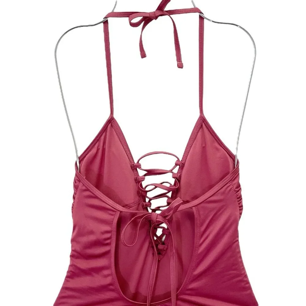 NWT Gianni Bini One Piece Swimsuit Size Small Cabernet Shimmer Bathing Suit NEW